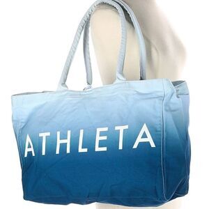 NWT Athleta Double Handle Ombre Canvas Beach Gym Tote Bag Blue One Size